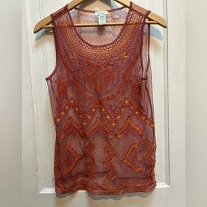 Gorgeous Sundance Mesh Sheer Embroidered Top